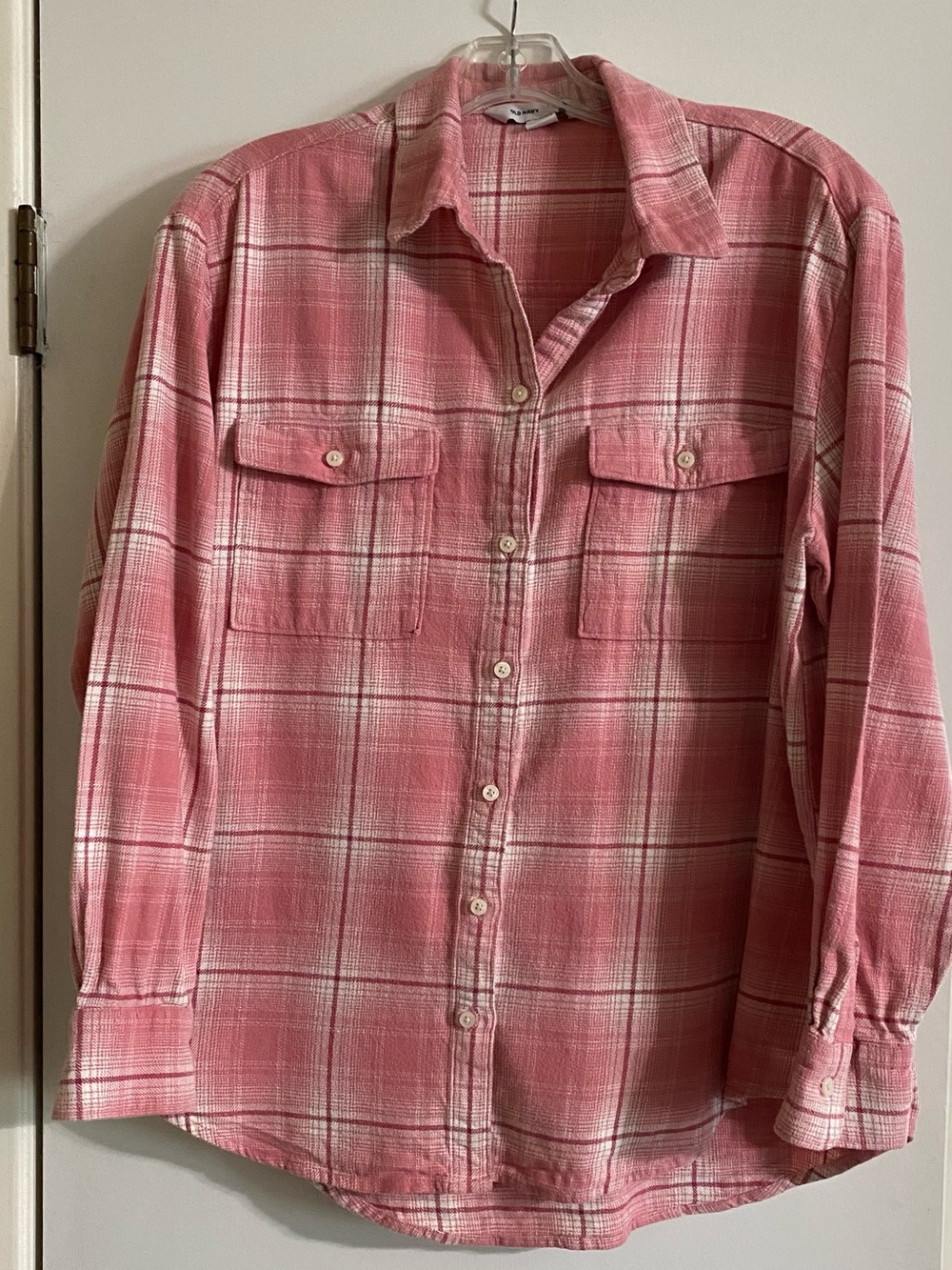 Old Navy Pink Plaid Boyfriend Shirt 100% cotton